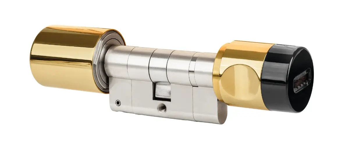 ABUS CodeLoxx Standard Proximity mit messingfarbenen Knäufen und schwarzer Lesekappe