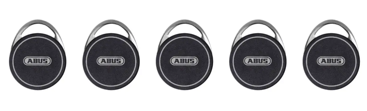 Fünf schwarze ABUS-Transponder für wAppLoxx
